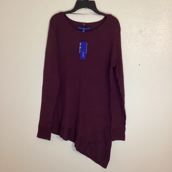 APT. 9 NWT Asymmetrical Women’s Size Med Burgundy Sweater - Picture 1 of 8
